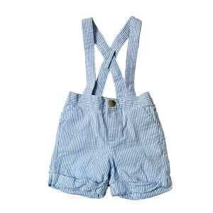Janie And Jack Seersucker Suspender Shorts Size 6-12m